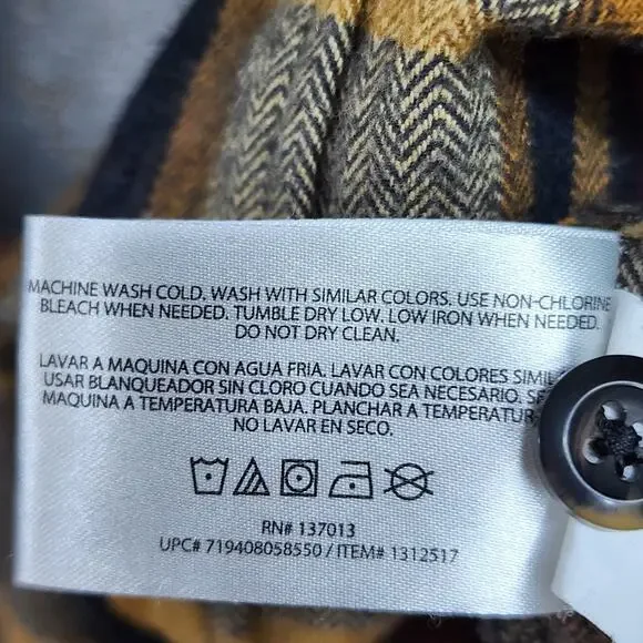 Orvis Shacket XL Men Brown Plaid Flannel Cotton Button Front Outdoor Camp Cabin - Picture 16 of 16